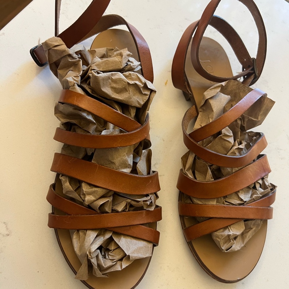 J. Crew Tan Leather Strappy Gladiator Sandals